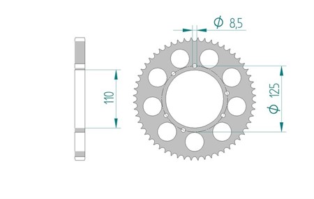 Couronne alu 56 dents 428, Sherco RR / SM 50cc