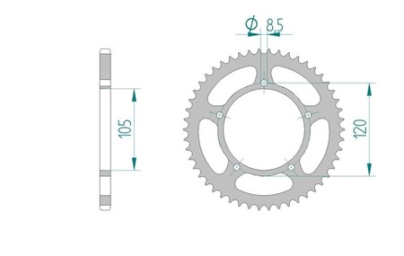 Couronne 48 dents 420, Aprilia RX50 / MX50 (moteur Minarelli AM6)