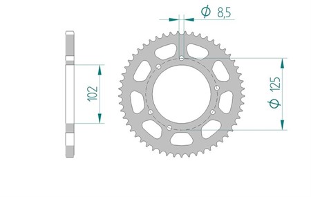 Couronne 48 dents 420,  Aprilia SX50 SM 2007-2008  (moteur Derbi)