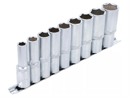 Jeu de douilles, six pans, longues | 12,5 mm (1/2") | 10 - 24 mm | 9 pièces Jeu de douilles, six pans, longues | 12,5 mm (1/2") | 10 - 24 mm | 9 pièces