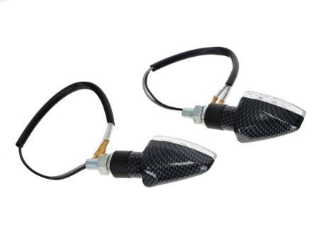 Paire de clignotants à Led's look carbone (M8), homologation E8 universel vélomoteurs, scooter, motos