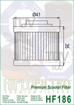 Filtre à huile HIFLOFILTRO COF068, scooter Daelim