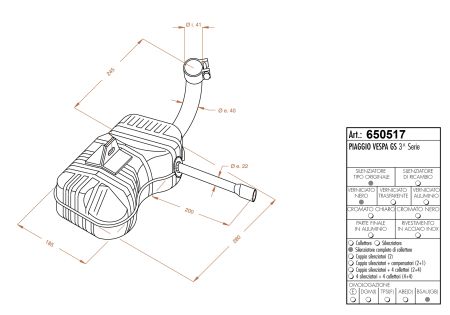 Auspuff Sito Vespa GS 3. Serie/ SS 180