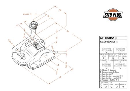 Pot échappement Sito Vespa 125 T5