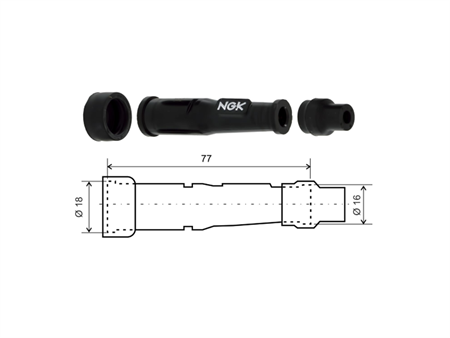 Capuchon de bougie antiparasite droit 180° NGK SD05F