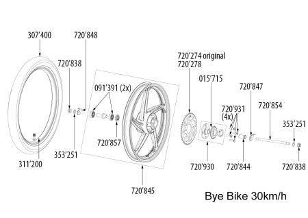 Simmer de roue arrière 18x37x7mm Bye Bike