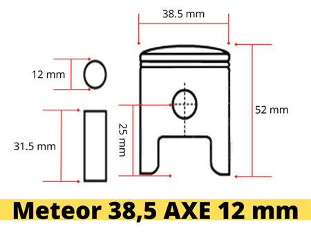 Piston complet METEOR original 38,5mm axe 12mm, PUCH VELUX/CONDOR