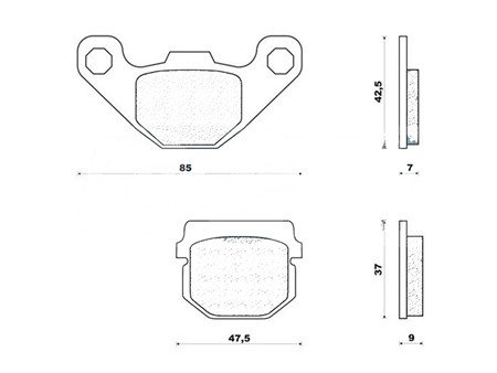Bremsbeläge Galfer Semi-Metall 47.4 x 37.0 x 6.4 mm/85.0 x 42.1 x 7.8 mm