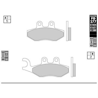 Bremsbeläge vorne/hinten Galfer organisch 76.8 x 41.8 x 9.0 mm/96.9 x 41.2 x 9.0 mm