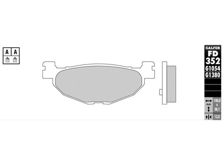 Bremsbeläge hinten Galfer organisch 100 x 38.1 x 12 mm