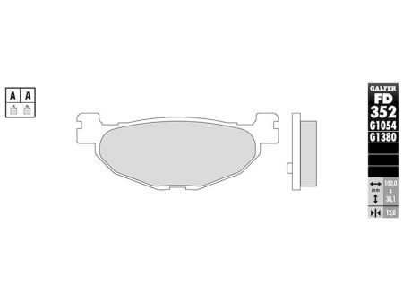 Mâchoires de frein Galfer Sinter-Scooter 100 x 38.1 x 12 mm Mâchoires de frein Galfer Sinter-Scooter 100 x 38.1 x 12 mm