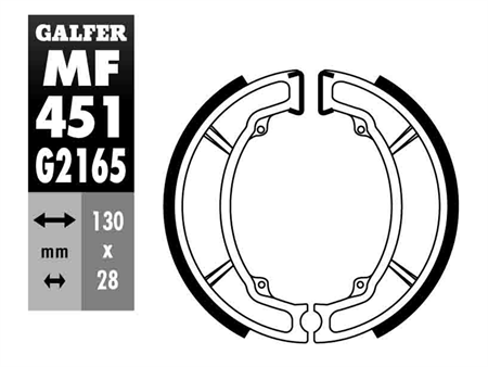 Mâchoires de freins arrière Galfer 130mmx28mm, scooter Sym Cruisim 125cc ABS dès 2018 Mâchoires de freins arrière Galfer 130mmx28mm, scooter Sym Cruisim 125cc ABS dès 2018