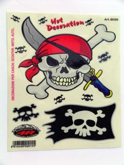 Autocollant tête de mort pirate 10x12cm et 5x9.5cm
