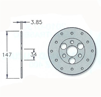 Disque de frein IGM, arriére, 147/34/3.85mm, Suzuki