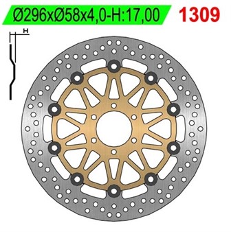 Disque de freins NG 296/58/4 mm 6 trou