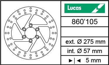 Disque de frein arrière LUCAS Suzuki Intruder VS 1400cc, 1987 à 2005 (MST 365) 275 / 57 / 5mm