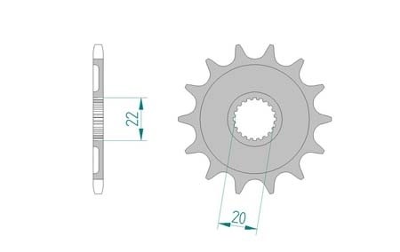 Pignon Yamaha, YZ/YZF-R 125cc 2-t, 520/13D Pignon Yamaha, YZ/YZF-R 125cc 2-t, 520/13D