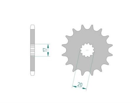 Pignon 13 dents 428, moteur Minarelli AM6