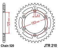 Couronne Honda cross alu, CBR 125R, 520/46D Couronne Honda cross alu, CBR 125R, 520/46D
