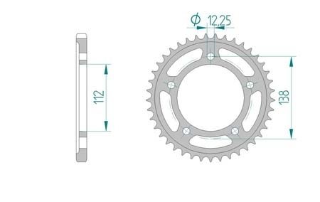 Couronne renforcée, HONDA pour chaine 525, 43 dents Couronne renforcée, HONDA pour chaine 525, 43 dents