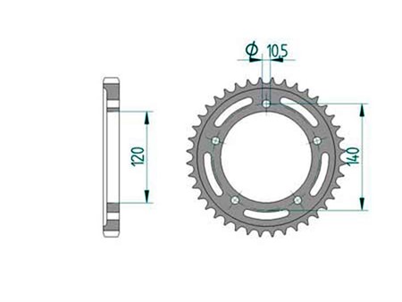 Courrone 44 dents pas 530, moto Triumph