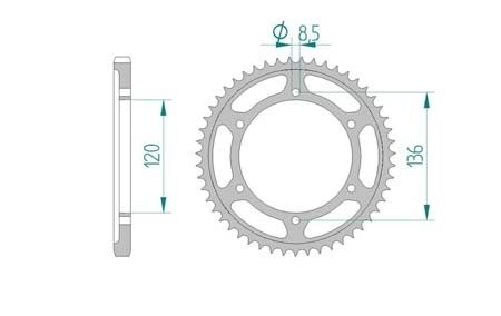 Couronne Yamaha, TDR 125 Gussrad, 428/51D Couronne Yamaha, TDR 125 Gussrad, 428/51D