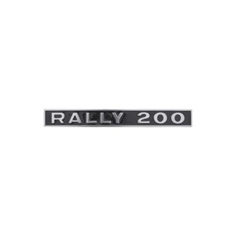 Emblème logo Rally 200  123x15mm  (fixation 2 clips) aluminium, scooter Piaggio Vespa