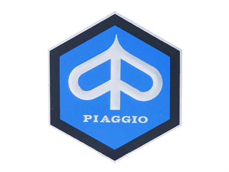 Emblème autocollant en hexagone alu, vélomoteur Piaggio Ciao / scooter Piaggio Vespa