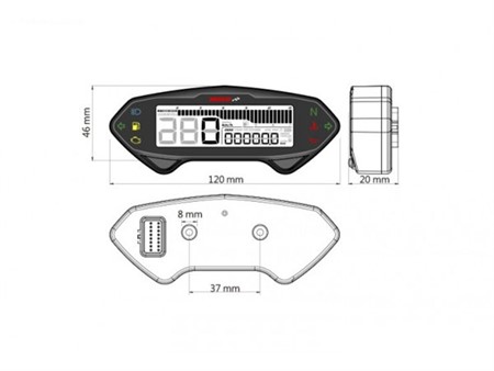 Tachometer DB01RN KOSO Digital, universal, blau beleuchtet, E-Prüfzeichen