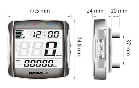 Tachometer Koso XR-01S LCD Digital, universal CE schwarz