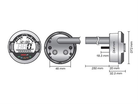 Compteur de vitesse Koso D64 DL-03SR noir