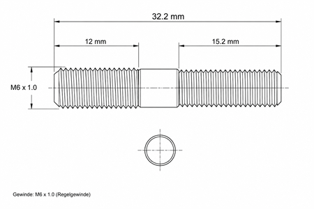 Goujon / tige filetée M6x32mm