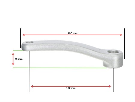 Manivelle de pédalier gauche 4 pans courbée alu, vélomoteurs Pony