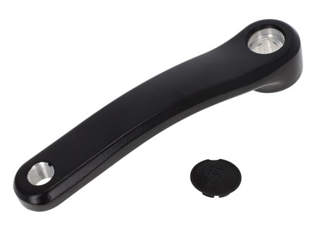 Manivelle de pédalier droite 4 pans courbée alu noir, vélomoteurs Pony