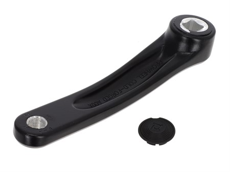 Manivelle de pédalier droite 4 pans courbée alu noir, vélomoteurs Pony