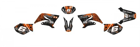 Kit déco stickers carénage Stage6 moto 50cc Yamaha DT 50 / MBK X-Limit orange - noir