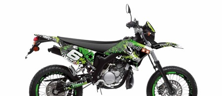 Kit déco graphique Stage6 vert-noir, moto Yamaha DT50 / MBK X-Limit