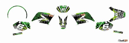 Kit déco graphique Stage6 vert-noir, moto Yamaha DT50 / MBK X-Limit