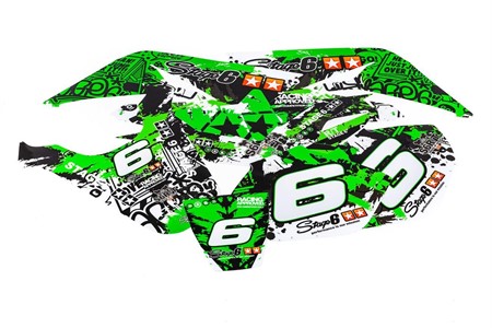 Kit déco graphique Stage6 vert-noir, moto Yamaha DT50 / MBK X-Limit
