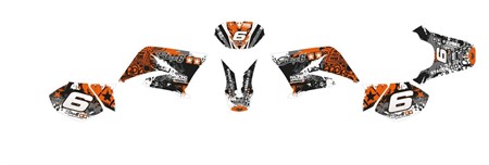 Kit déco stickers carénage Stage6 moto 50cc Yamaha DT 50 / MBK X-Limit orange -blanc