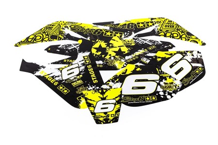 Kit déco graphique Stage6 jaune-noir, moto Yamaha DT50 / MBK X-Limit