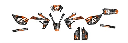 Kit déco stickers carénage Stage6 orange - noir, moto 50cc Rieju MRT dès 2010