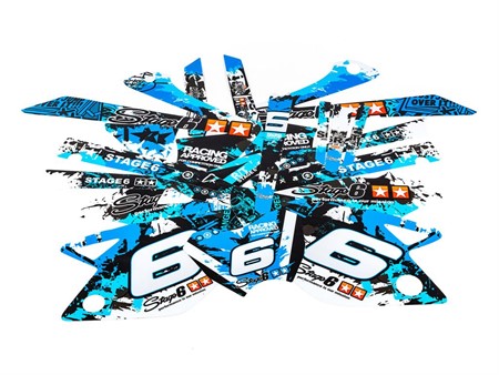 Kit déco stickers carénage Stage6 bleu - noir, moto 50cc Rieju MRT dès 2010