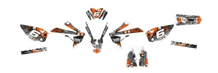 Kit déco stickers carénage Stage6 orange - blanc, moto 50cc Rieju MRT dès 2010