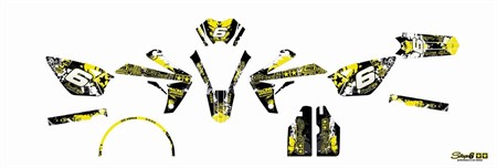 Kit déco stickers carénage Stage6 jaune - noir, moto 50cc Rieju MRT dès 2010