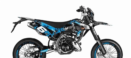 Kit déco graphique Stage6 bleu-noir, moto 50cc Beta RR