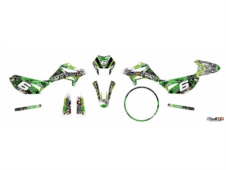 Kit sticker déco STAGE6, moto 50cc Beta RR vert - noir