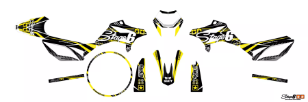 Kit sticker déco STAGE6, moto 50cc Beta RR jaune - noir