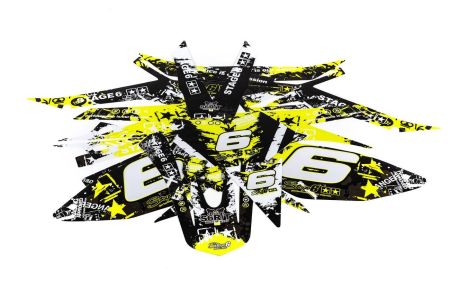 Kit sticker déco STAGE6, moto 50cc Beta RR jaune - noir