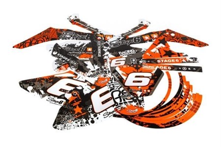 Kit déco Stage6 orange-blanc, moto 50cc Honda HM / Vent